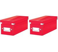 Leitz, Boîte de rangement Click & Store, Format CD (14,3 x 13,6 x 35,2 cm), adapté aux CD et autres objets, Pour le bureau et la maison, Montage bouton pression, Carton recyclé à 84%, Rouge, 60410026