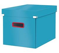 Leitz, Boîte de rangement Click & Store, Format cube L (32 x 31 x 36 cm), pour l'organisation des objets de la maison et du bureau, Montage bouton pression, En carton recyclé à 80%, Bleu, 53470061