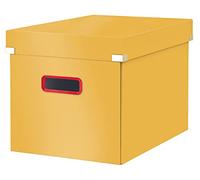 Leitz, Boîte de rangement Click & Store, Format cube L (32 x 31 x 36 cm), pour l'organisation des objets de la maison et du bureau, Montage bouton pression, En carton recyclé à 80%, Jaune, 53470019