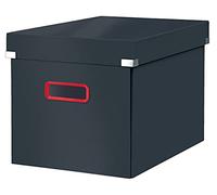 Leitz, Boîte de rangement Click & Store, Format cube L (32 x 31 x 36 cm), pour l'organisation des objets de la maison et du bureau, Montage bouton pression, En carton recyclé à 80%, Gris, 53470089