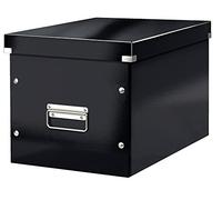 Leitz, Boîte de rangement Click & Store, Format cube L (36 x 32 x 31 cm), pour l'organisation des objets de la maison et du bureau, Montage bouton pression, En carton recyclé à 80%, Noir, 61080095