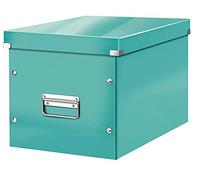 Leitz, Boîte de rangement Click & Store, Format cube L (36 x 32 x 31 cm), pour l'organisation des objets de la maison et du bureau, Montage bouton pression, En carton recyclé à 80%, Menthe, 61080051