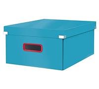 Leitz, Boîte de rangement Click & Store, Format large (36,9 x 20 x 48,2 cm), pour l'organisation des objets de la maison et du bureau, Montage bouton pression, En carton recyclé à 85%, Bleu, 53490061