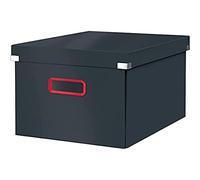 Leitz, Boîte de rangement Click & Store, Format medium (28,1 x 20 x 37 cm), pour l'organisation des objets de la maison et du bureau, Montage bouton pression, En carton recyclé à 85%, Gris, 53480089