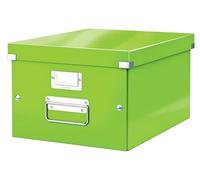 Leitz Boîte de rangement Click & Store, Format moyen A4 (28,1 x 20 x 37cm), pour l'organisation des objets de la maison et du bureau, Montage bouton pression, En carton recyclé à 85%, Vert, 60440054