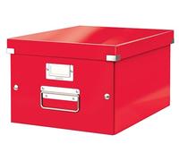 Leitz Boîte de rangement Click & Store, Format moyen A4 (28,1 x 20 x 37cm), pour l'organisation des objets de la maison et du bureau, Montage bouton pression, En carton recyclé à 85%, Rouge, 60440026