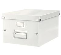 Leitz Boîte de rangement Click & Store, Format moyen A4 (28,1 x 20 x 37cm), pour l'organisation des objets de la maison et du bureau, Montage bouton pression, En carton recyclé à 85%, Blanc, 60440001