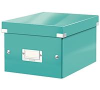 Leitz Boîte de rangement Click & Store, Petit format A5 (22 x 16 x 28,2 cm), pour l'organisation des objets de la maison et du bureau, Montage bouton pression, Carton recyclé à 84%, Menthe, 60430051