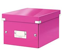 Leitz Boîte de rangement Click & Store, Petit format A5 (22 x 16 x 28,2 cm), pour l'organisation des objets de la maison et du bureau, Montage bouton pression, En carton recyclé à 84%, Rose, 60430023