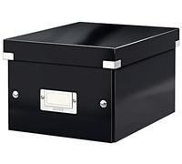 Leitz Boîte de rangement Click & Store, Petit format A5 (22 x 16 x 28,2 cm), pour l'organisation des objets de la maison et du bureau, Montage bouton pression, En carton recyclé à 84%, Noir, 60430095