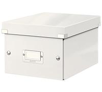 Leitz Boîte de rangement Click & Store, Petit format A5 (22 x 16 x 28,2 cm), pour l'organisation des objets de la maison et du bureau, Montage bouton pression, En carton recyclé à 84%, Blanc, 60430001