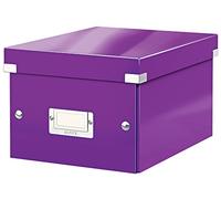 Leitz Boîte de rangement Click & Store, Petit format A5 (22 x 16 x 28,2 cm), pour l'organisation des objets de la maison et du bureau, Montage bouton pression, Carton recyclé à 84%, Violet, 60430062