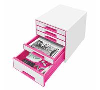 LEITZ Box à tiroirs WOW CUBE 5 tiroirs blanc perle/rose