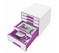 LEITZ Box à tiroirs WOW CUBE 5 tiroirs blanc perle/violet