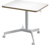 LEITZ Ergo - Bureau Assis-Debout avec Hauteur Réglable Pneumatique, Bureau Debout Ergonomique, Capacité 20kg, Petit Bureau 80 cm x 60 cm avec Roulettes, Gamme Ergo, Coloris Blanc, 65360001