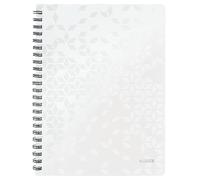 Leitz, Cahier à spirales A4 PP ligné, 160 pages 80g/m², Leitz WOW, Blanc, 46370001