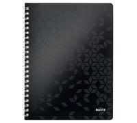 Leitz, Cahier à spirales A4 PP ligné, 160 pages 80g/m², Leitz WOW, Noir, 46370095