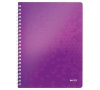 Leitz, Cahier à spirales A4 PP ligné, 160 pages 80g/m², Leitz WOW, Violet, 46370062