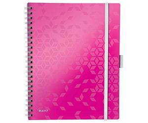 Leitz, Cahier à spirales A4 PP ligné, Leitz WOW Be Mobile, Rose, 46440023
