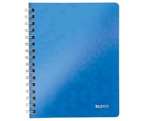 Leitz, Cahier à spirales A5 PP quadrillé, 160 pages 80g/m², Leitz WOW, Bleu, 46410036