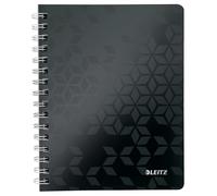 Leitz, Cahier à spirales A5 PP quadrillé, 160 pages 80g/m², Leitz WOW, Noir, 46410095