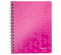 Leitz, Cahier à spirales A5 PP quadrillé, 160 pages 80g/m², Leitz WOW, Rose, 46410023