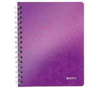 Leitz, Cahier à spirales A5 PP quadrillé, 160 pages 80g/m², Leitz WOW, Violet, 46410062