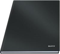 Leitz Cahier A4 ligné, 160 pages, 80 feuilles de papier certifié FSC 80 g/m², solide, couverture rigide résistante aux rayures, pour le bureau, l'école ou comme agenda, série Solid, noir, 46650095