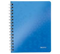 Leitz Cahier A5 quadrillé 5x5 Spiralé WOW - Couverture PP - 80 feuilles - Bleu