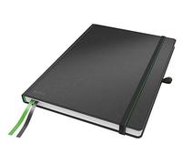 Leitz Cahier de qualité Complete A4 quadrillé, 160 pages, 80 feuilles, couverture rigide haute qualité, papier 100 g/m² certifié FSC, fermeture, marque-page, passant pour stylo, noir, 44710095