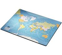 Leitz- Carte du monde Multicolore, 40 x 63.5 cm, Avec Tableau des Superficies et Habitants, Surface Lisse, Dessous Antidérapant, Ultra Fin pour Confort et Stabilité, 32188