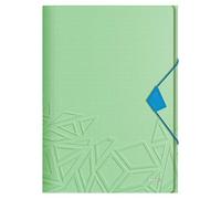Leitz Chemise 3 Rabats A4 pouvant contenir jusqu'à 150 Feuilles A4, Fermeture Élastique, Plastique souple, Vert, Urban Chic, 46 490 050