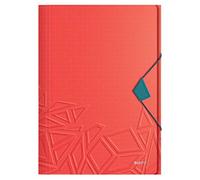 Leitz Chemise 3 Rabats A4 pouvant contenir jusqu'à 150 Feuilles A4, Fermeture Élastique, Plastique souple, Rouge, Urban Chic, 46490020