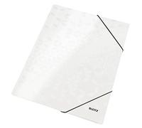 Leitz Chemise 3 Rabats, Contient jusqu'à 150 Feuilles A4, Fermeture Élastique, Carton, Blanc, WOW, 39820001