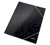 Leitz Chemise 3 Rabats, Contient jusqu'à 150 Feuilles A4, Fermeture Élastique, Carton, Noir, WOW, 39820095