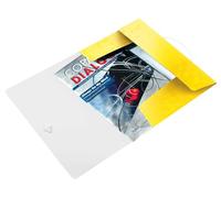 Leitz Chemise 3 Rabats, Contient jusqu'à 150 Feuilles A4, Fermeture Élastique, Plastique souple, Jaune, WOW