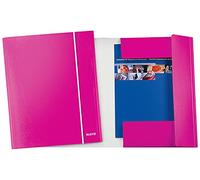 LEITZ Chemise à 3 rabats, capacité 150 feuilles, format 25 x 35 cm, fermeture à élastique, carton plastifié, Wow