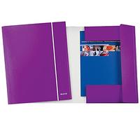 LEITZ Chemise à 3 rabats, capacité 150 feuilles, format 25 x 35 cm, fermeture à élastique, carton plastifié, Wow