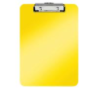 Leitz - Porte-bloc A4, Capacité 75 Feuilles, Clip Métallique Solide, Crochet de Suspension, Polystyrène, Jaune WOW, 39710016