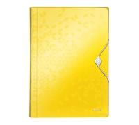 Leitz Classeur ménager trieur WOW à soufflets 6 compartiments 250 f. A4, fermeture élastique, jaune
