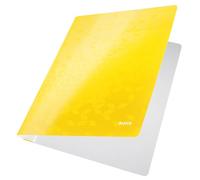 Leitz Chemise de Présentation à Lamelle en Carton Plastifié, A4, Lot de 10, Capacité 250 Feuilles, Jaune, WOW, 30010016