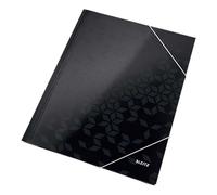 Leitz Chemise 3 rabats – Jusqu'à 150 feuilles A4 – Fermeture élastique – Carton – Noir