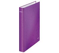 Leitz, Classeur 2 Anneaux, A4 maxi, Carton Pelliculé, Dos 40 mm, Capacité 250 Feuilles, Mécanisme Anneaux en D 25 mm,Classeur Bureau École Organisation, Violet WOW, 42410062