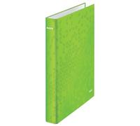 Leitz, Classeur 2 Anneaux, A4 maxi, Carton Pelliculé, Dos 40 mm, Capacité 250 Feuilles, Mécanisme Anneaux en D 25 mm,Classeur Bureau École Organisation, Vert WOW, 42410054