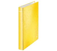 Leitz, Classeur 2 Anneaux, A4 maxi, Carton Pelliculé, Dos 40 mm, Capacité 250 Feuilles, Mécanisme Anneaux en D 25 mm,Classeur Bureau École Organisation, Jaune WOW, 42410016