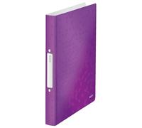 Leitz, Classeur 2 Anneaux A4, PP, Dos 32 mm, Capacité 190 Feuilles, Mécanisme Anneaux Ronds 25 mm, Étiquette au Dos, Classeur Bureau École Organisation, Violet WOW, 42570062