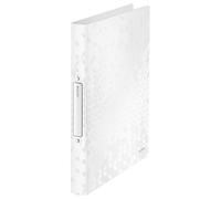 Leitz, Classeur 2 Anneaux A4, PP, Dos 32 mm, Capacité 190 Feuilles, Mécanisme Anneaux Ronds 25 mm, Étiquette au Dos, Classeur Bureau École Organisation, Blanc WOW, 42570001