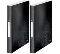 Leitz Classeur 2 Anneaux, Capacité 190 Feuilles, WOW, Dos 25 mm, 42570095 - A4, Noir (Lot de 2)