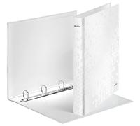 Leitz, Classeur 4 Anneaux, A4 maxi, Carton Pelliculé, Dos 40 mm, Capacité 230 Feuilles, Mécanisme Anneaux en D 25 mm,Classeur Bureau École Organisation, Blanc WOW, 42420001