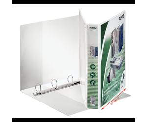 Leitz Classeur à Anneaux A4 Blanc 42850001, Polypropylène, Anneau en D, 4 Anneaux, 300 Feuilles, 50mm, FSC